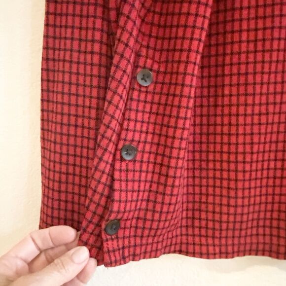 J.JILL Ponte Knit Red Black Check Long Sleeve Tunic Knit Top - Size M Holiday‎ - Picture 2 of 12